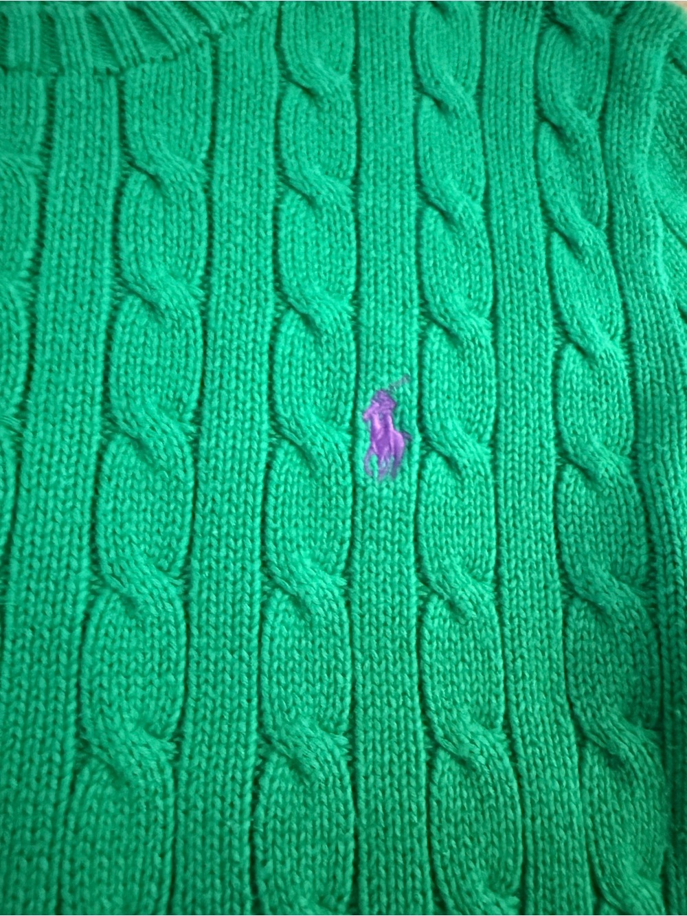 Ralph Lauren Kelly Green Cable Crewneck Sweater - Picture 5 of 8